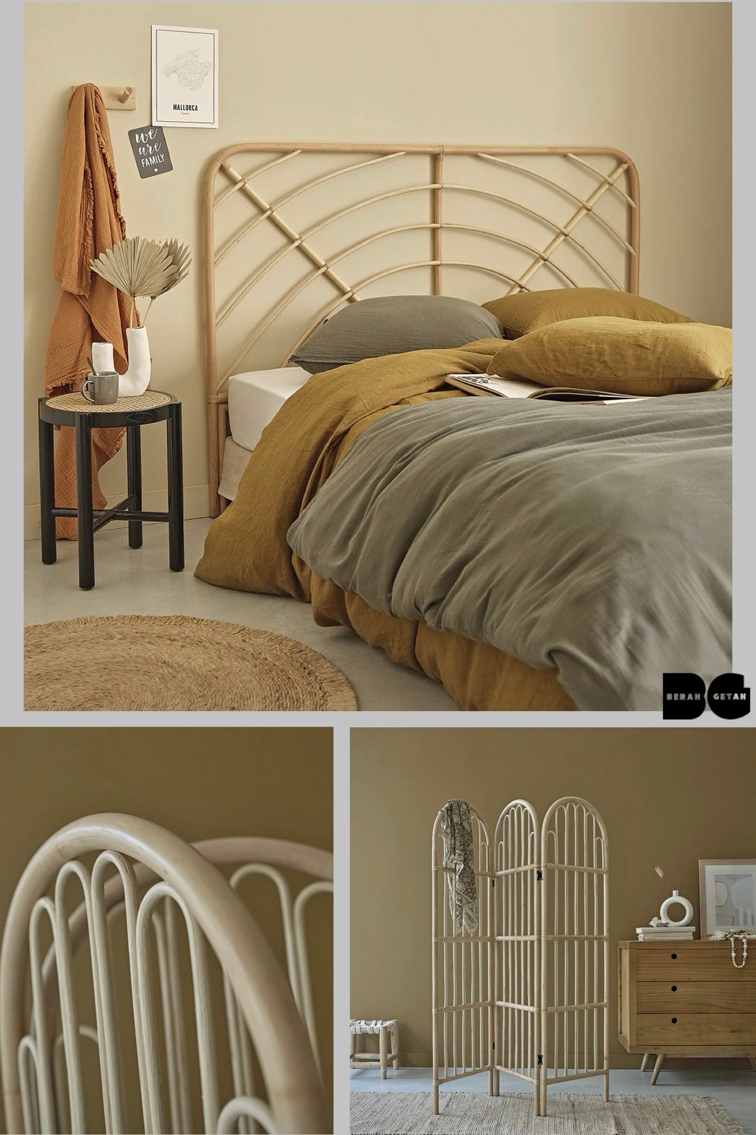 meuble chambre rotin lit Black Friday Berah Getah