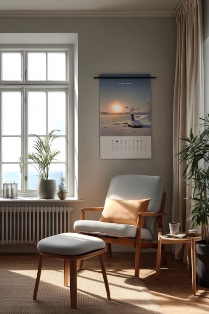 salon danois décoration murale fauteuil rétro