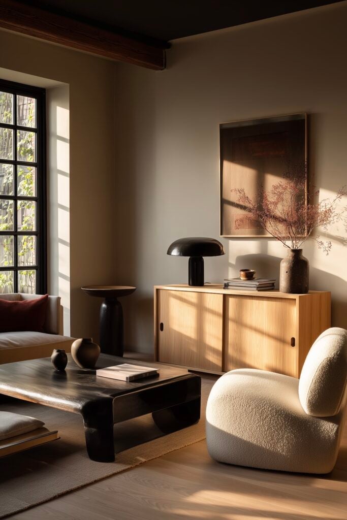 salon danois style japonais essences bois