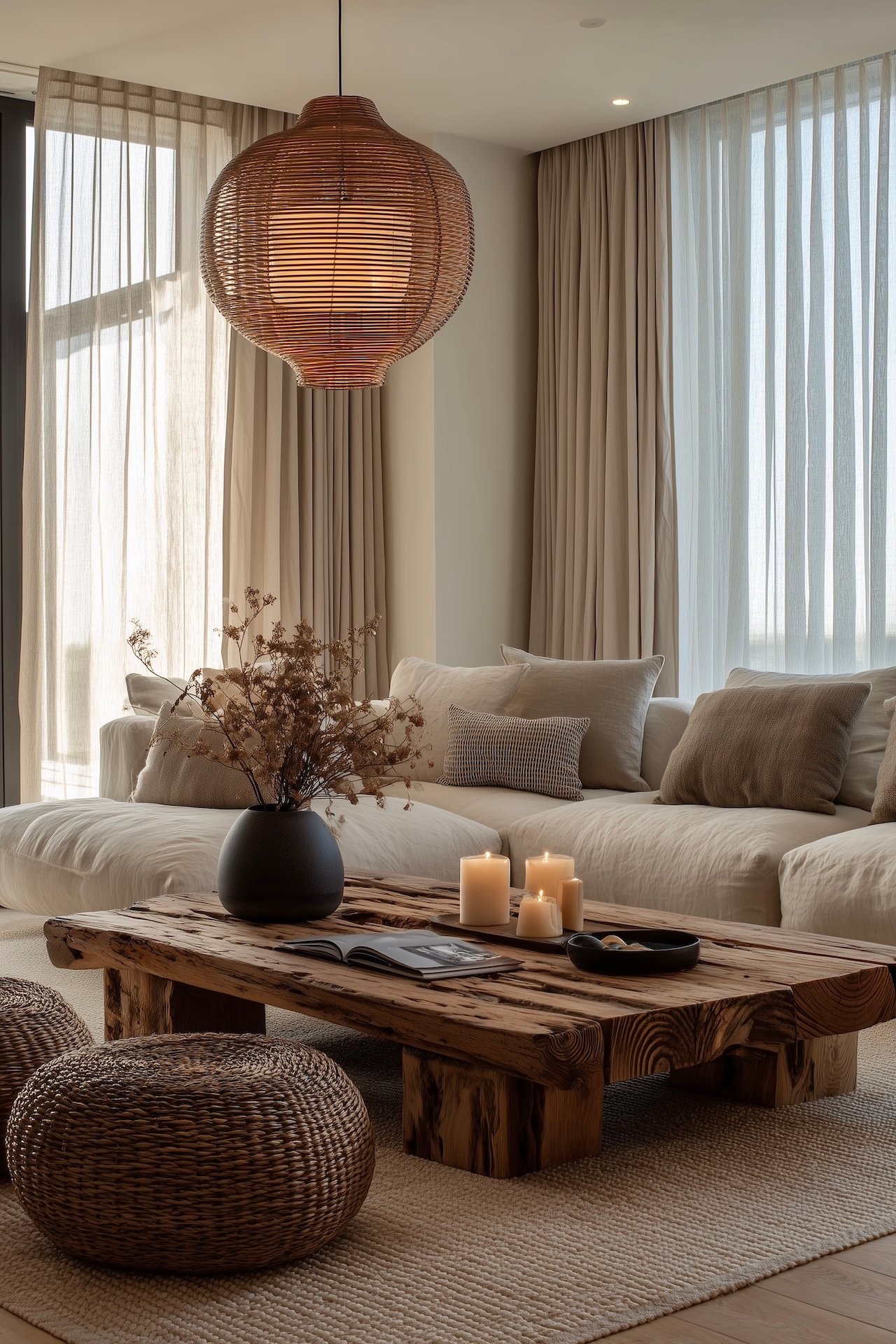 salon moderne bois rotin blog déco