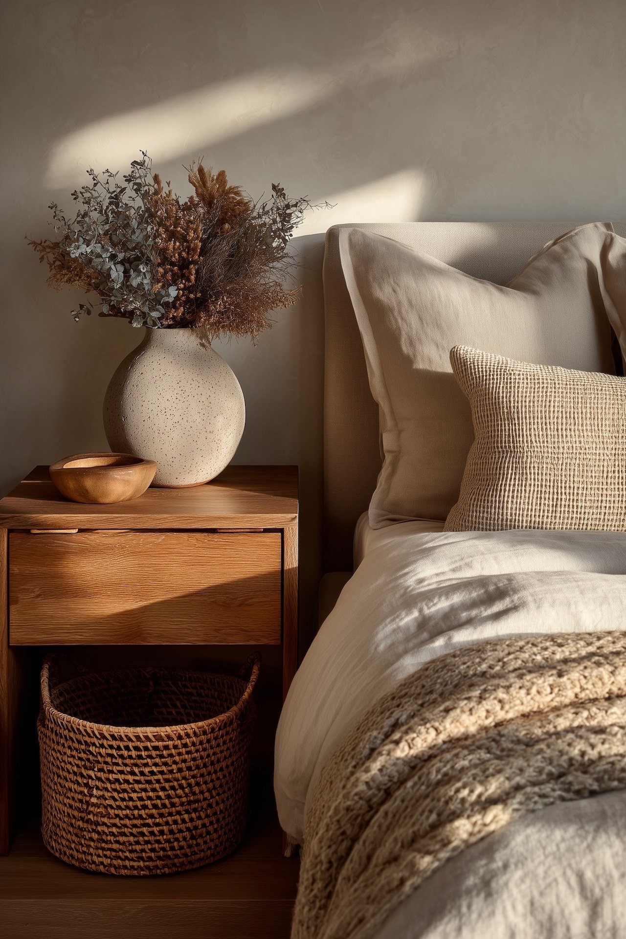 textiles lit beige ambiance douce naturelle