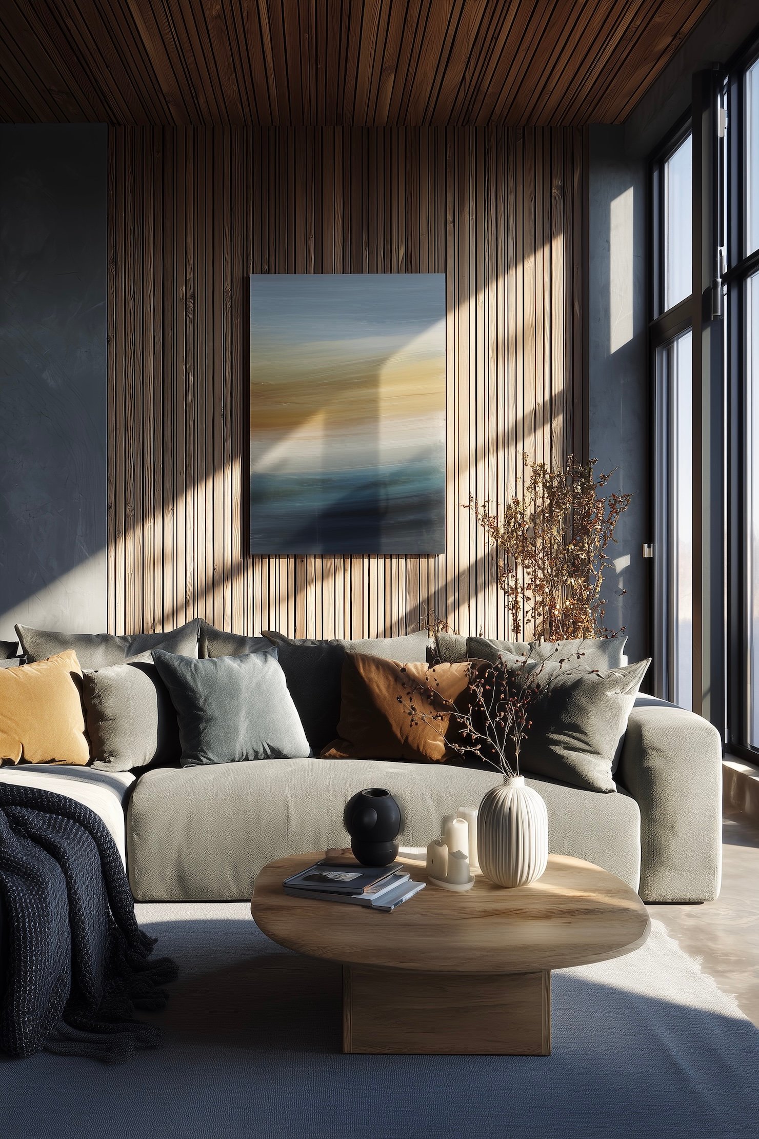 chalet moderne décoration gris mur tasseaux