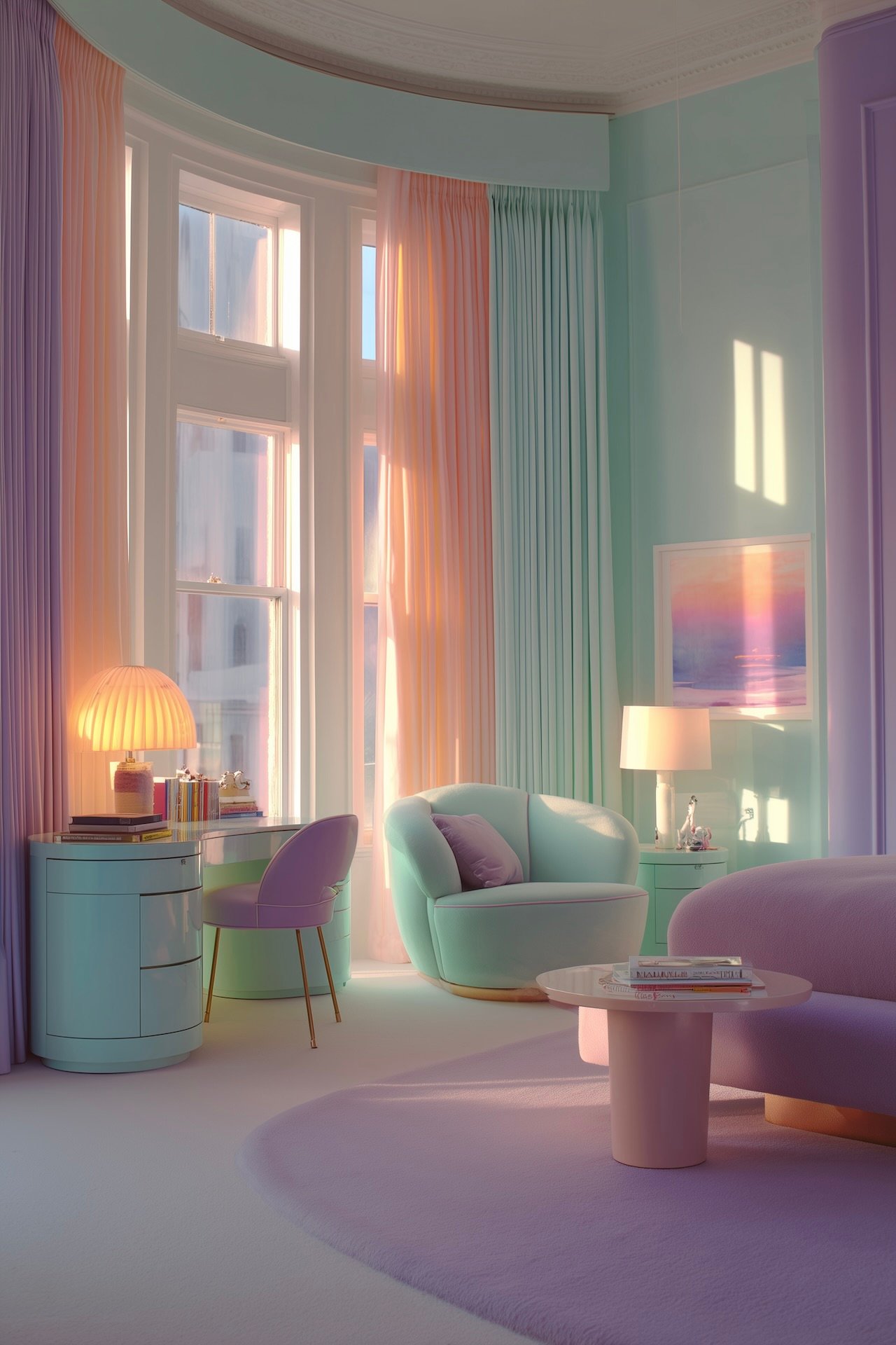 chambre années 80 pastel fluo design contemporain