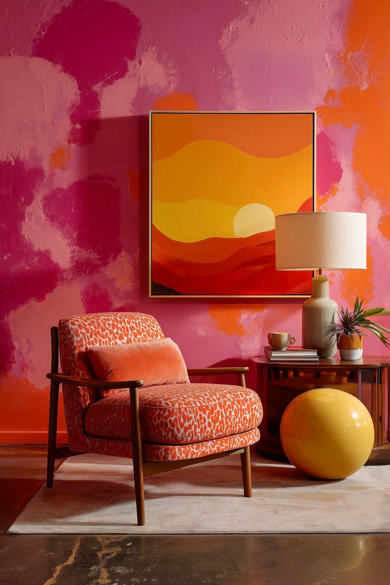 chambre artistique années 80 peinture murale fluo