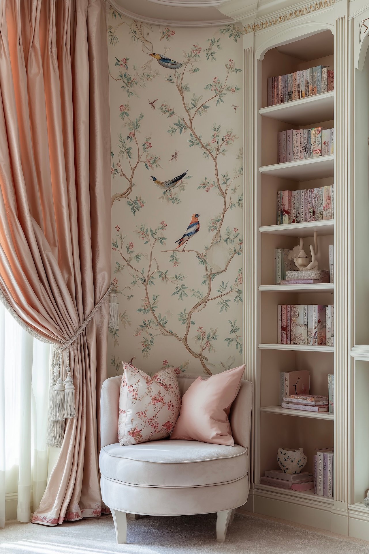 chambre poétique thème oiseaux rose