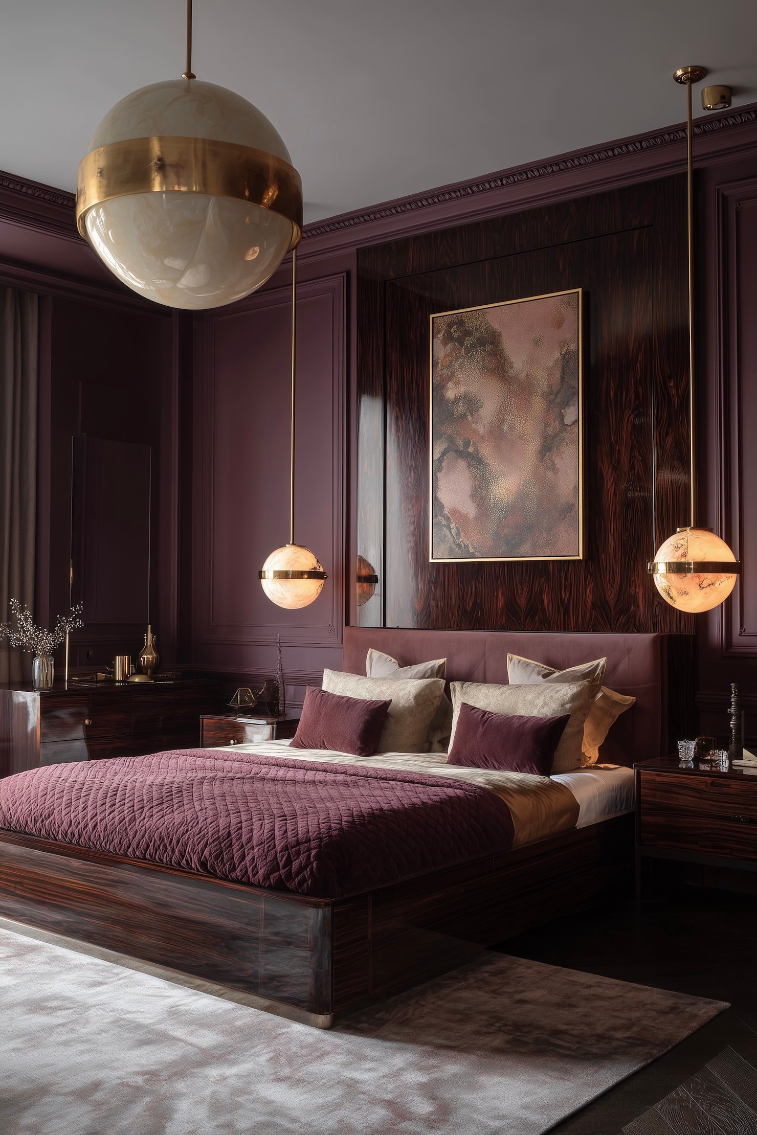 chambre rose framboise luminaire suspension globe