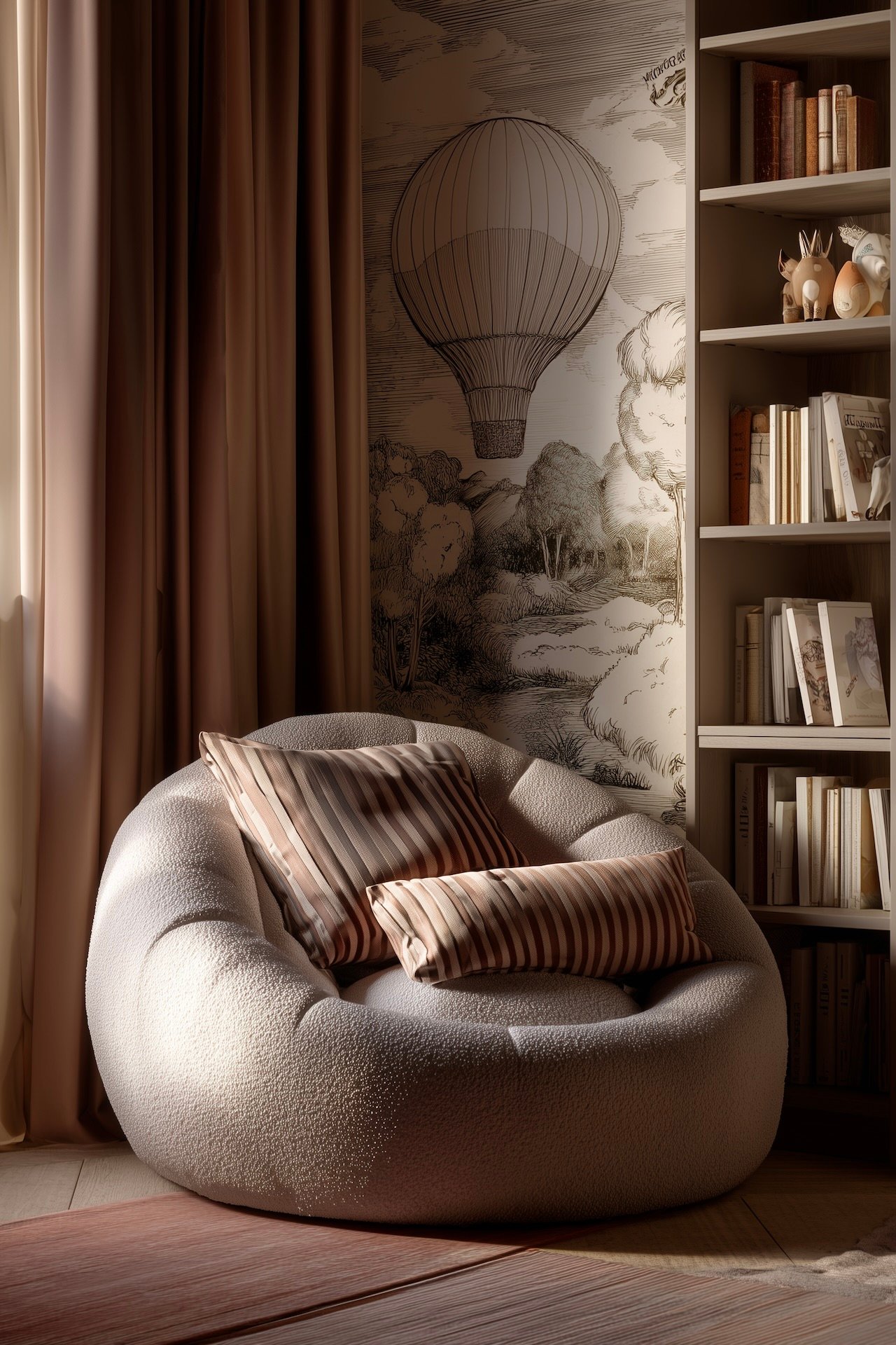 chambre thème montgolfière voyage rétro vintage