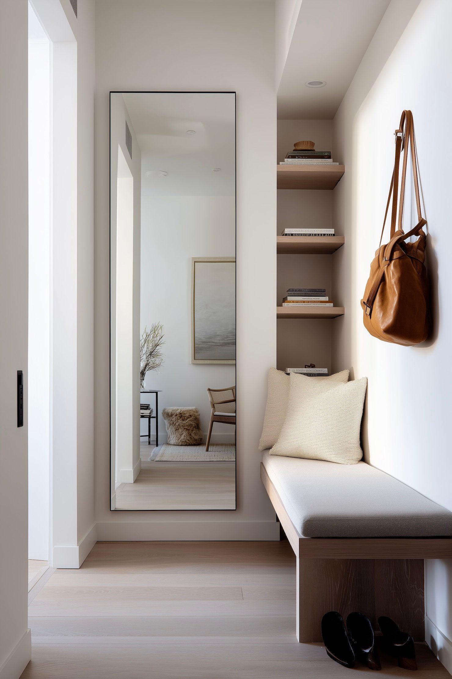 entrée miroir pleine hauteur cache placard