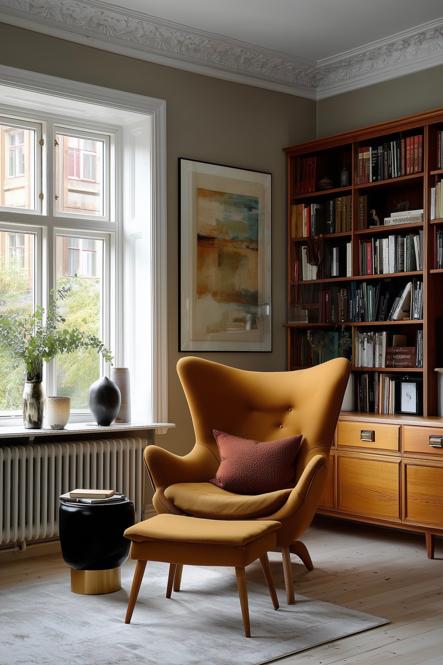 fauteuil design danois rétro jaune moutarde