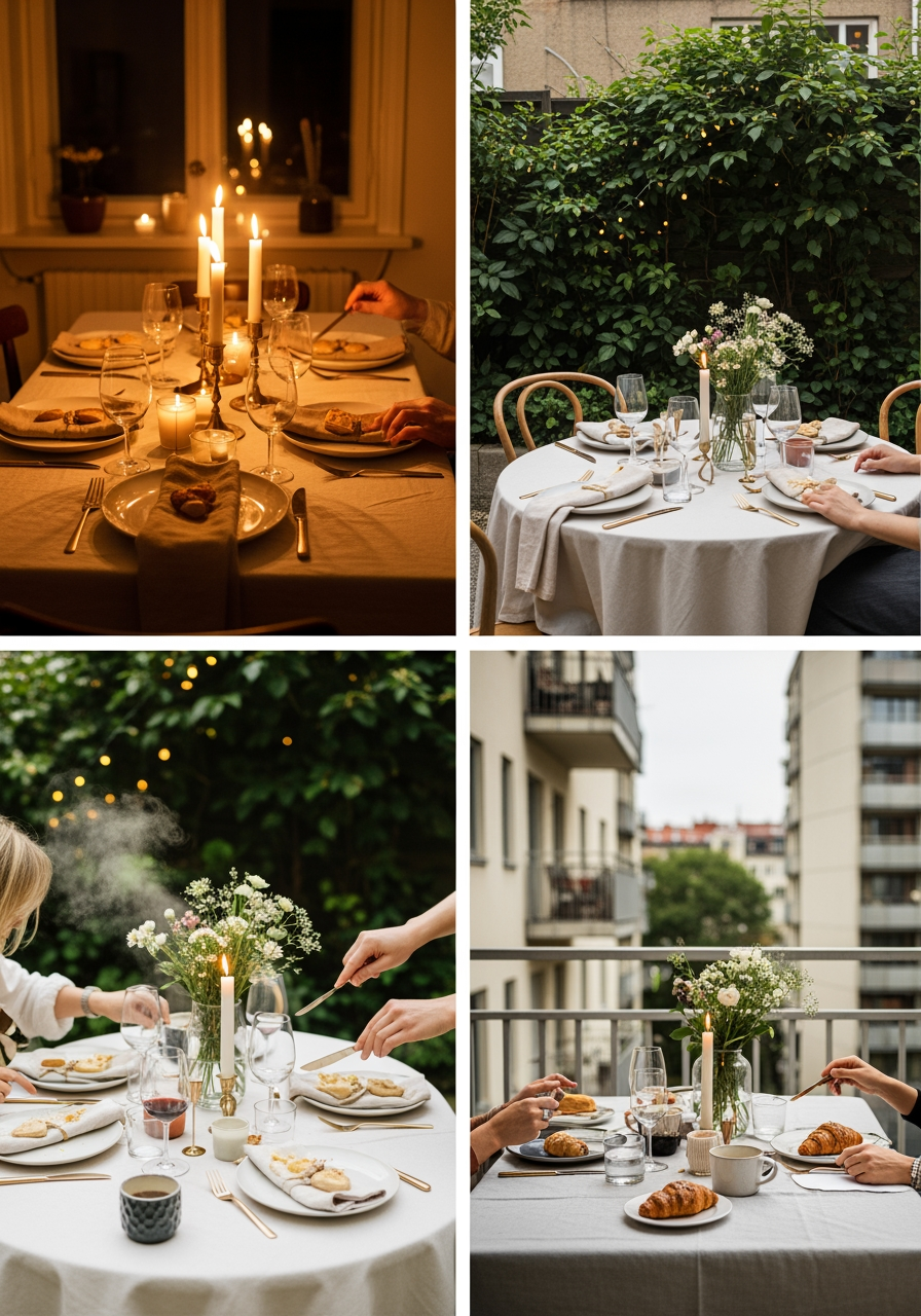 installer assiettes couverts ordre diner chandelle