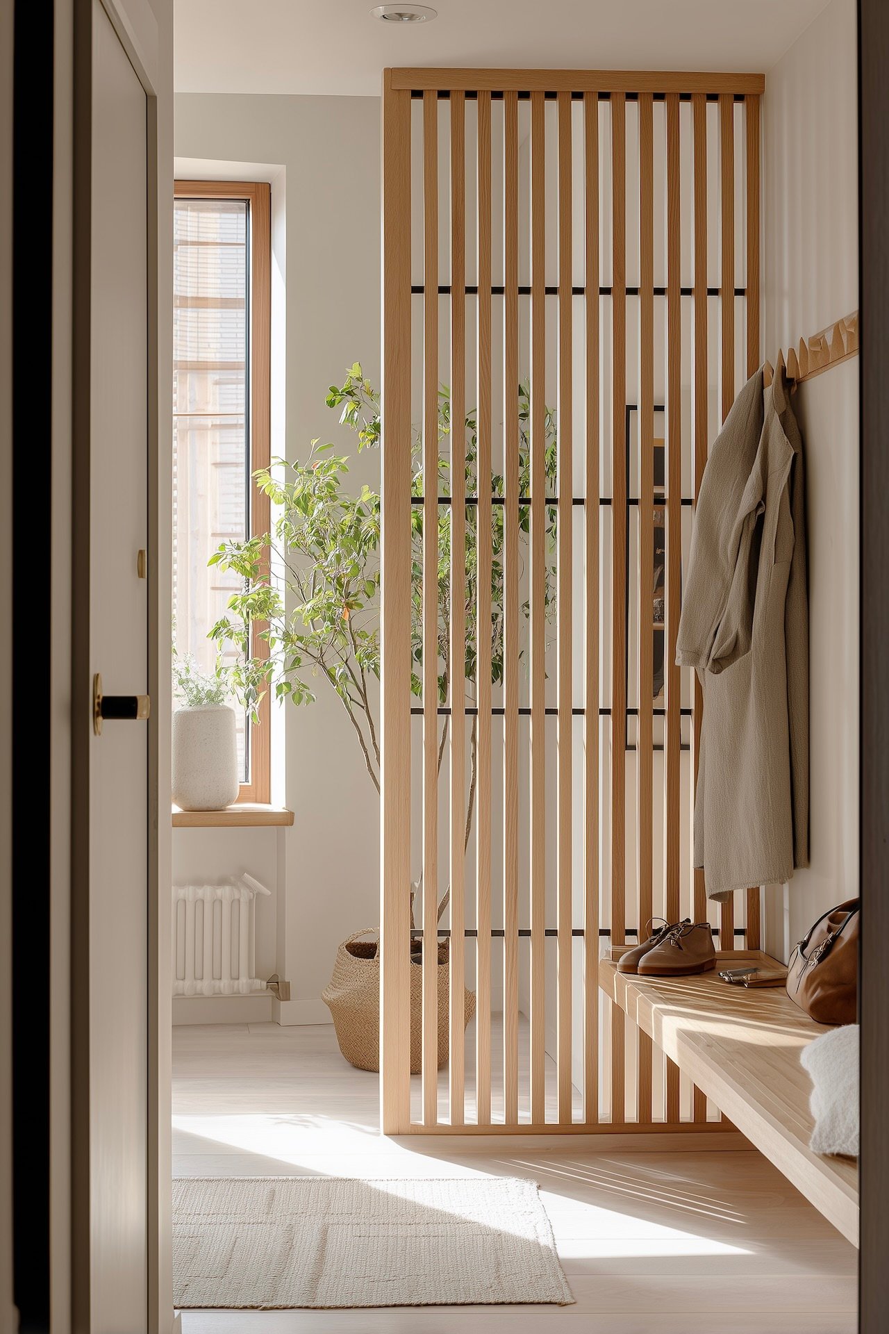 claustra diy pour séparer entrée salon appartement 30m2 plan