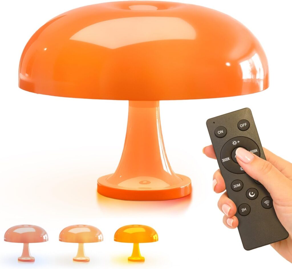 lampe forme champignon orange led inspirée années 60