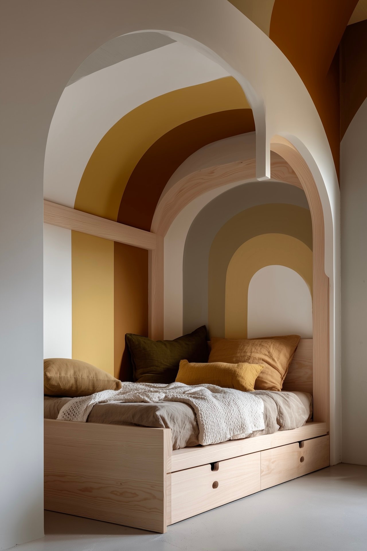 lit cabane enfant arches peintes design