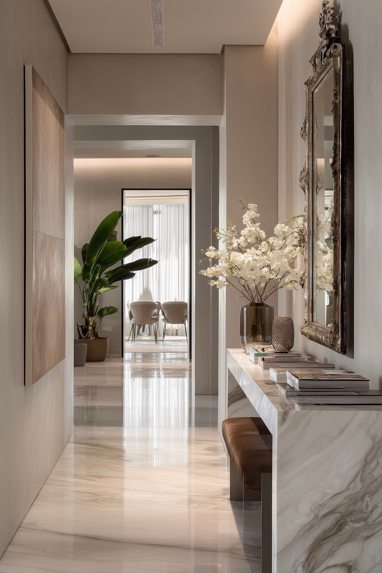 miroir rococo appartement moderne marbre