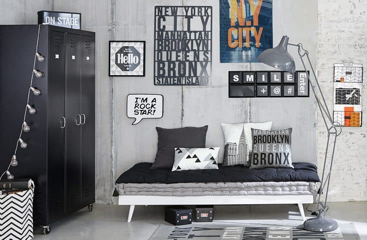 Idée déco chambre garçon style industriel scandinave