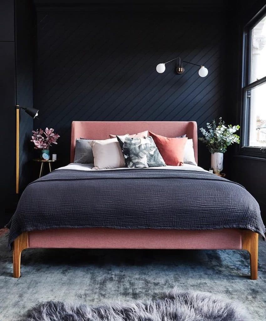 chambre mur noir décoration moderne - blog déco - clem around the corner