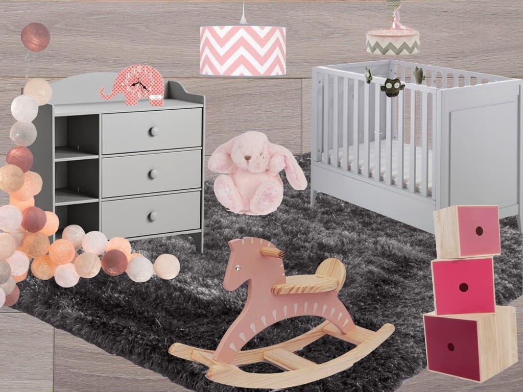 inspiration chambre bébé rose grise