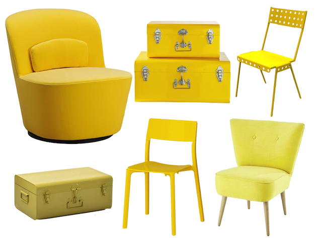 coin bureau jaune et gris idee deco