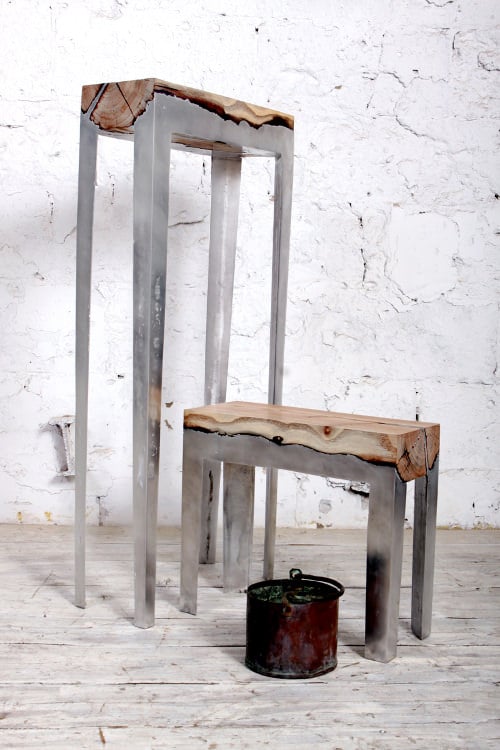 fabriquer un banc avec une souche darbre et du métal hilla Shamia