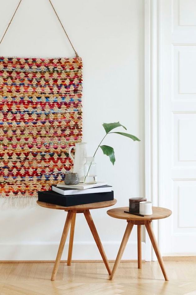 søstrene grene table bois basse ronde tissage mural style persan tapis