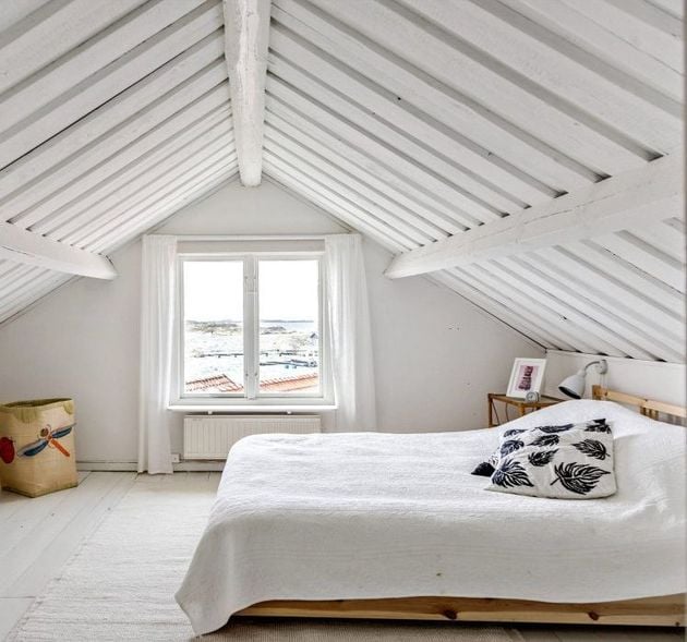 chambre blanche dans bicoque en suede