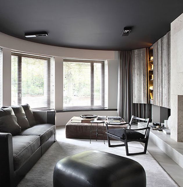 sejour rond avec plafond gris