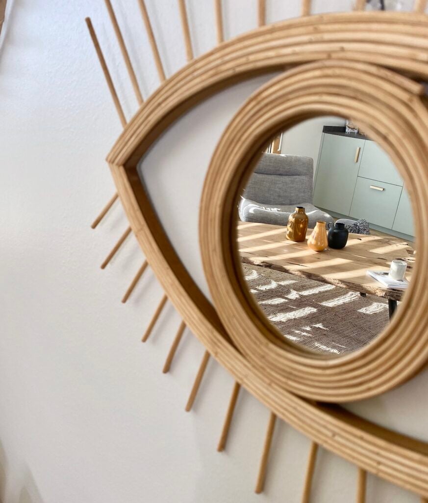 miroir rotin forme osier décoration boho