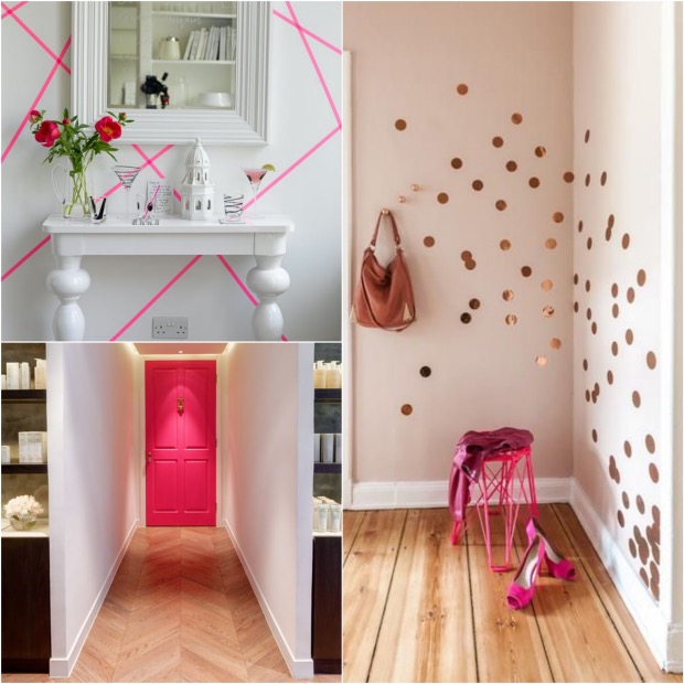 Déco rose bonbon detail meuble porte peinte masking washi tape.