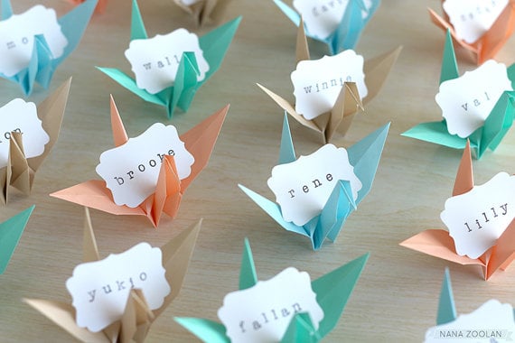 Etsy déco mariage marque table invite origami oiseau cygne
