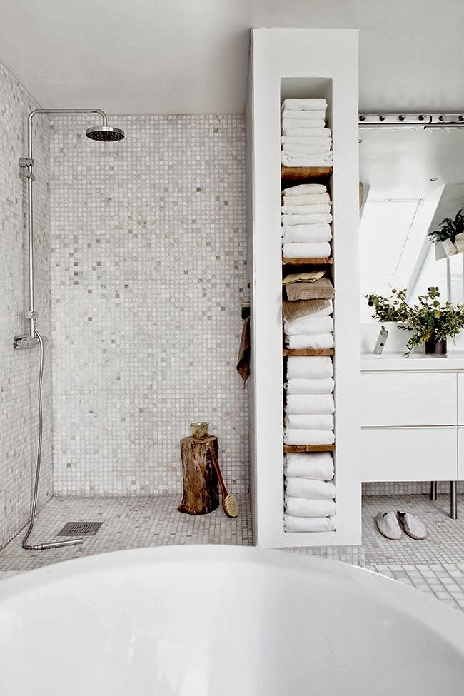 douche italienne salle bain nature blanche beige bois orientale