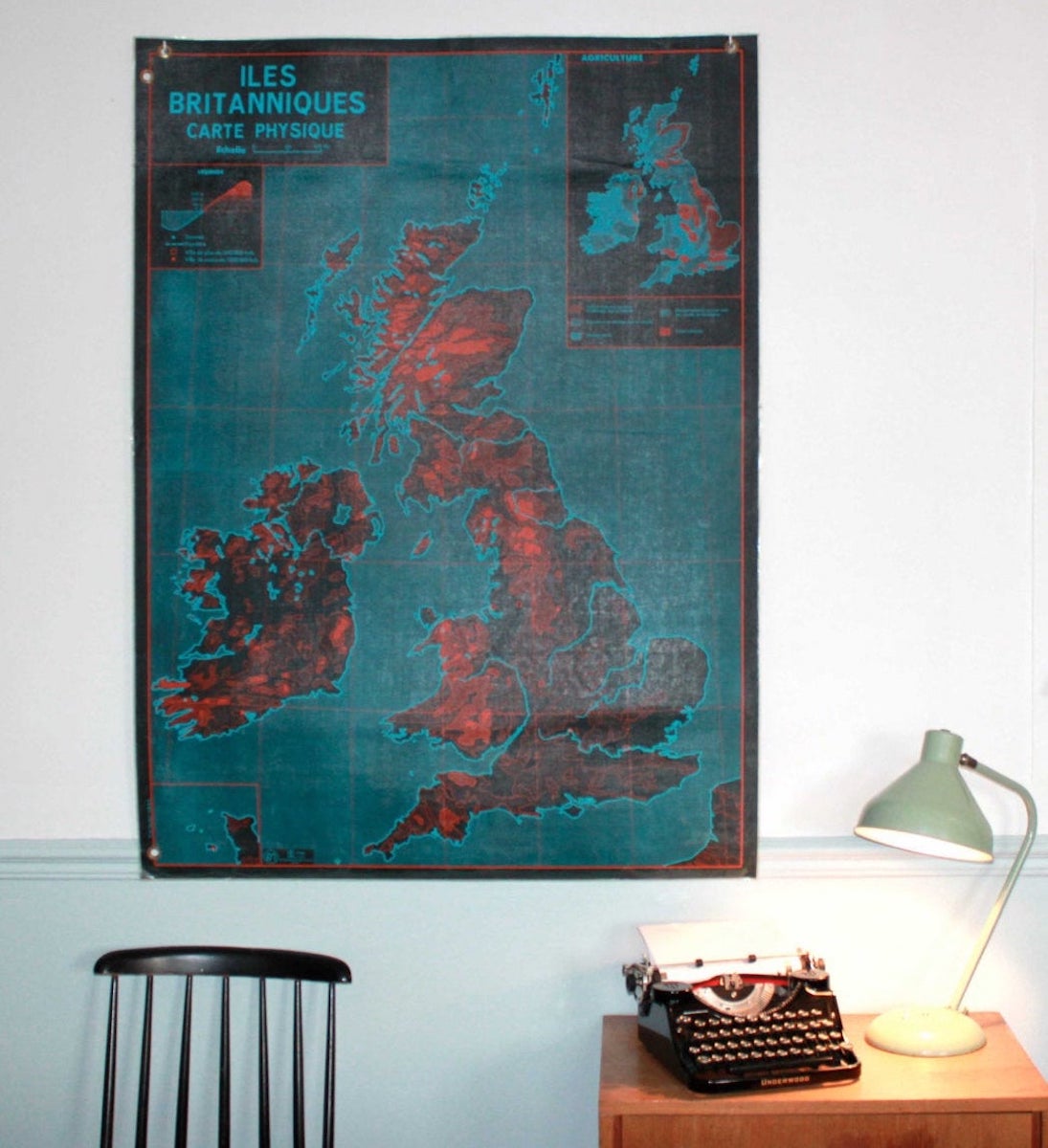 Affiche Etsy Retro Market vintage Angleterre cours de géographie années 60